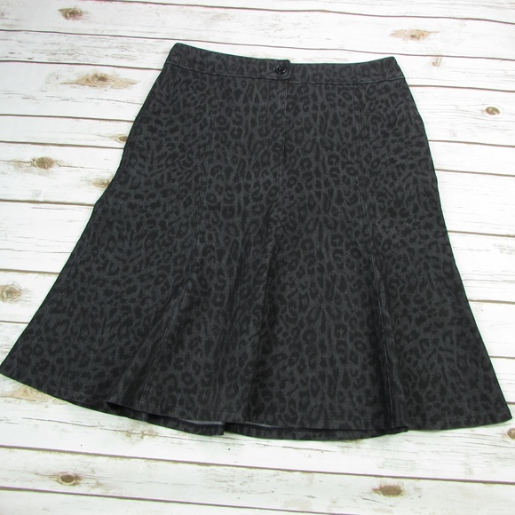 Sandro Charcoal Gray Animal Print Flared Skirt 12 - Picture 1 of 6